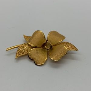 Vintage Bond Boyd gold filled vermeil sterling flower brooches, 2”